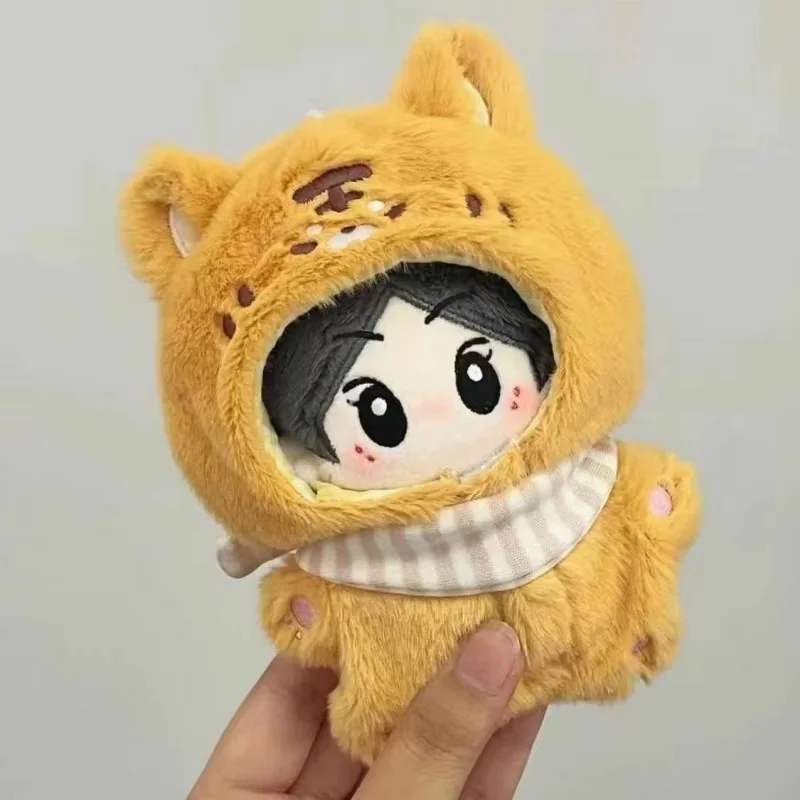 Lindo mono de Animal de peluche de 10cm, diseño de pequeño tigre y zorro, ropa de muñeca de algodón, pequeño regalo, figura de juguete para fanáticos de la animación
