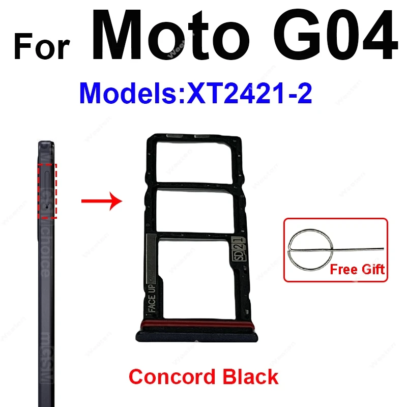Sim Card Tray Holder For Motorola MOTO G24 G04 G04s G24 Power XT2421 SIM Cadr Slot Card Reader Adapters Socket Replacement Parts image 2