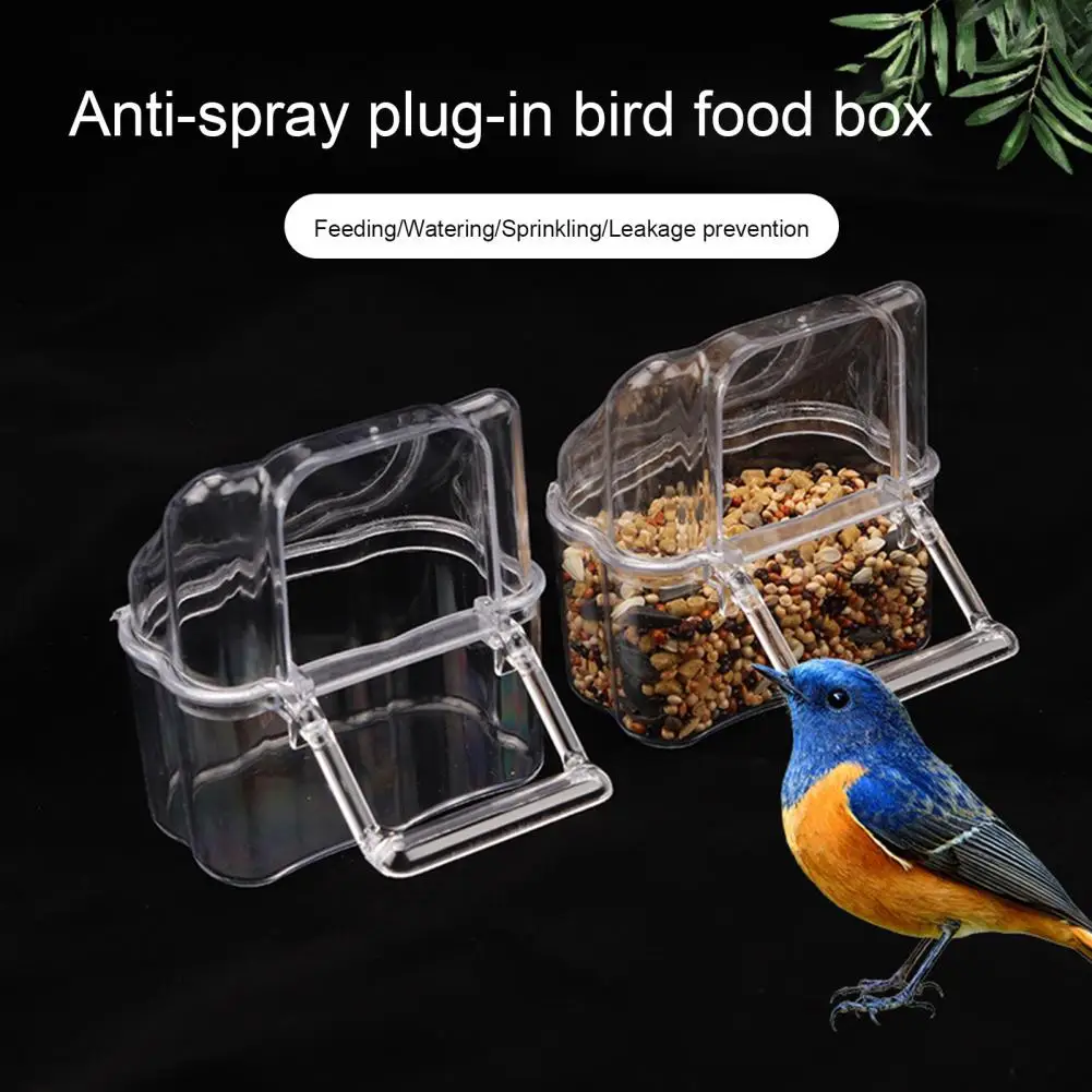 Plastic 2Pcs Eco-friendly Parrot Feeder Food Dispenser Anti-spill Bird Feeder Smooth Edge Cage Accessories
