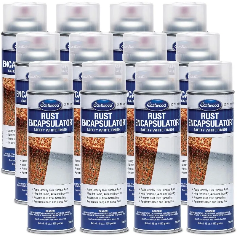 Eastwood White Rust Encapsulator 15 oz Aerosol Prevents Rust Corrosion Epoxy Fortified Low VOC Formula | 12 Pack