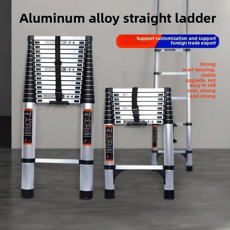 Telescoping Ladder Household Straight Ladder Thick Aluminum Portable Export Engineering Ladder Construction Folding Laddder