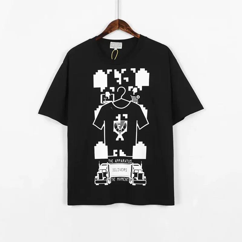 Black White CAVEMPT T-shirt Digital Clothes Hanger Abstract Printing Loose Casual Lovers Men Woman C.E Tops Tee