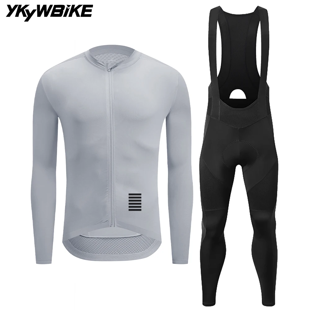 YKYWBIKE Men's Cycling Clothing Spring Summer Road Bike Set Long Sleeve Jersey Bib Tights Bicycles riding Jersey Suit