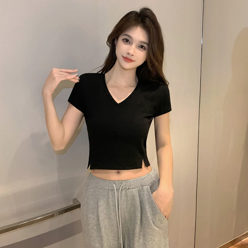 

Women's 95% Cotton V-Neck T-Shirt Soft Basic Casual Top Breathable Slim Fit Short Sleeve Everyday Essential
