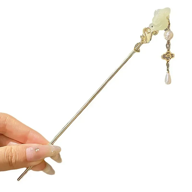 New Chinese Style Bamboo Tassel Hairpin for Women 2024 New Style Back of The Head Coiled Hair Ancient Style Hanfu Headwear