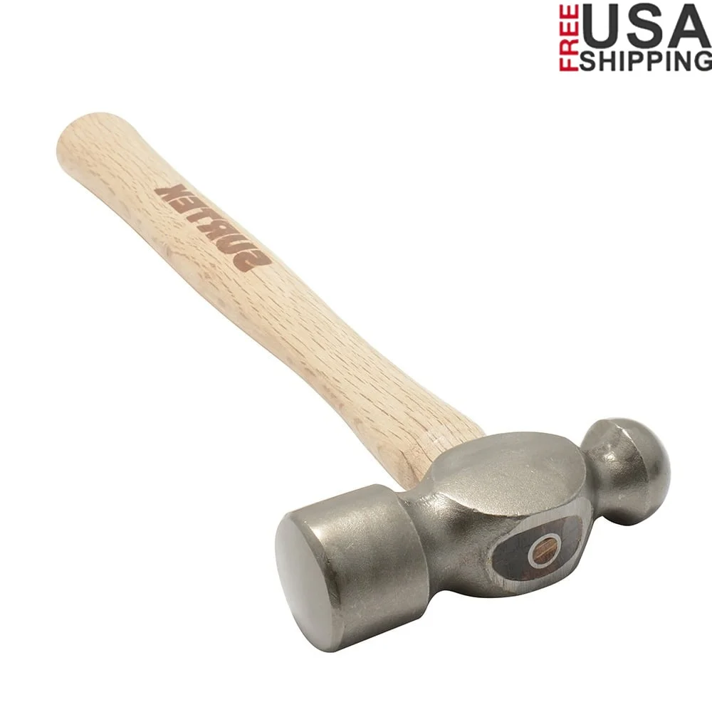 

8oz Ball Peen Hammer Polished High Carbon Steel Head Oak Wood Handle Durable Tool Mechanics and Construction