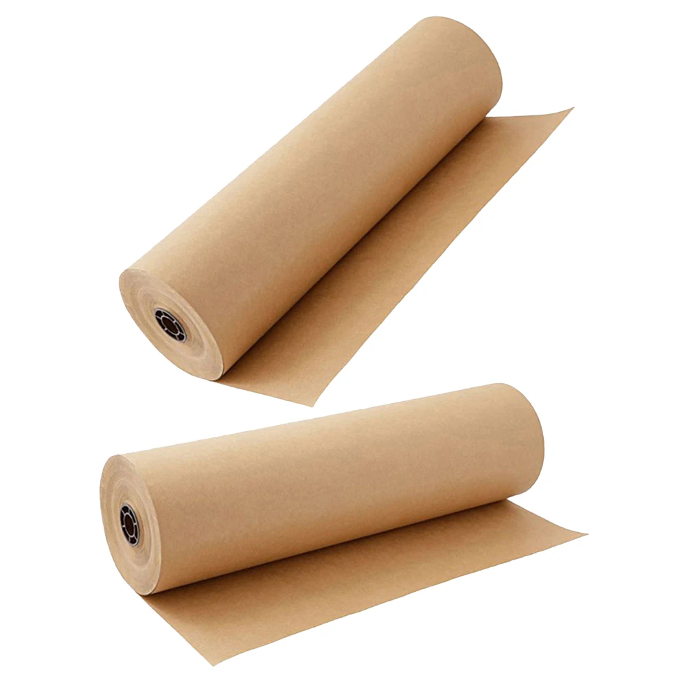 

2pcs 2 Rolls Brown Kraft Roll Gift Wrapping Paper For Packaging Diy Crafts Birthday Presents Festival Gift Wrapper Packing Paper