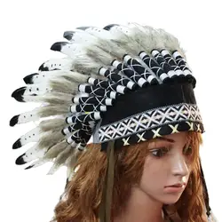 Imitation Feather Headdress Native American Style 40cm High Headwear Festival Cosplay Dress Party Decoration