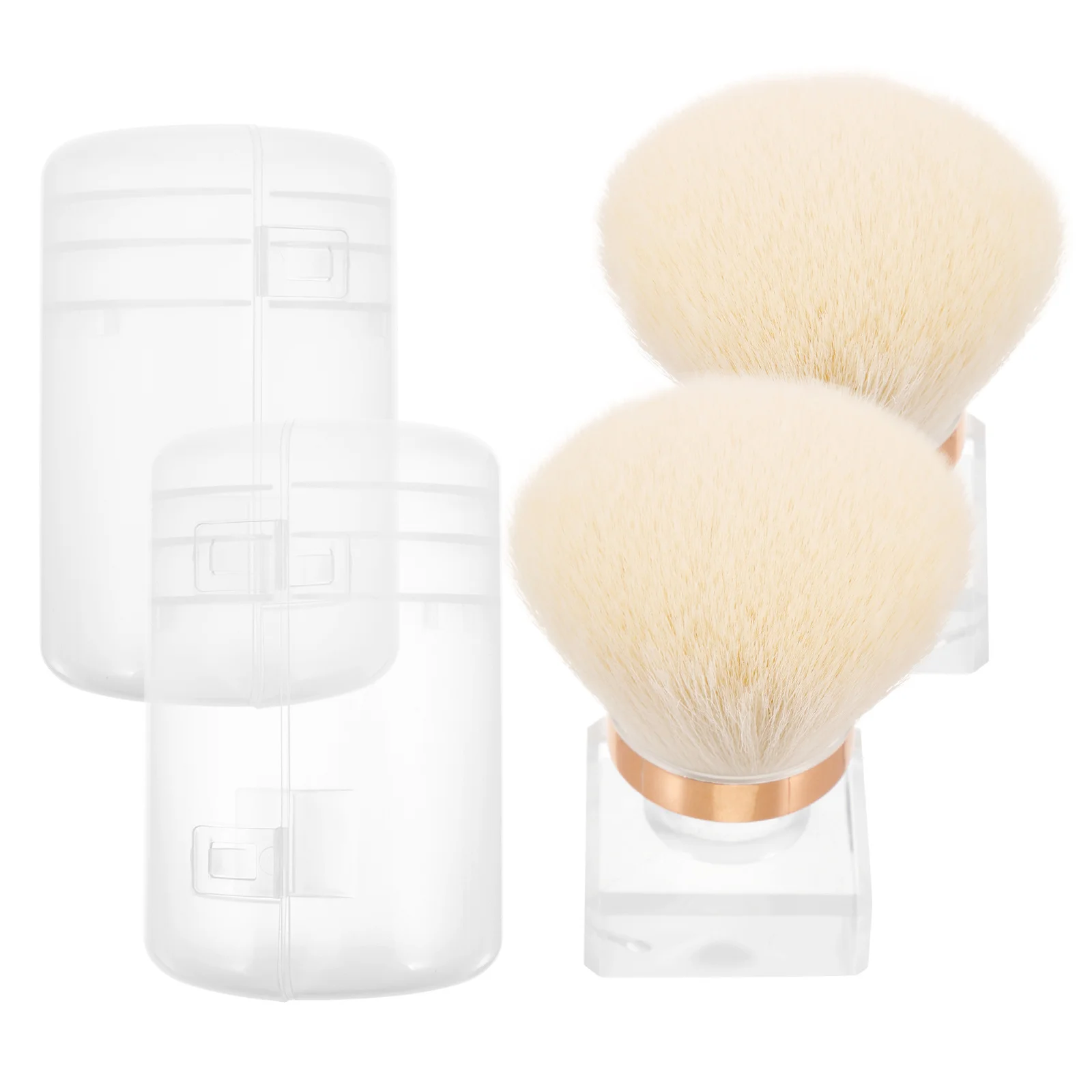 

2Sets High-Quality Powder Brush for Smooth Foundation Powder Application Non-Shedding Artificial Fiber Makeup Brush with Clear