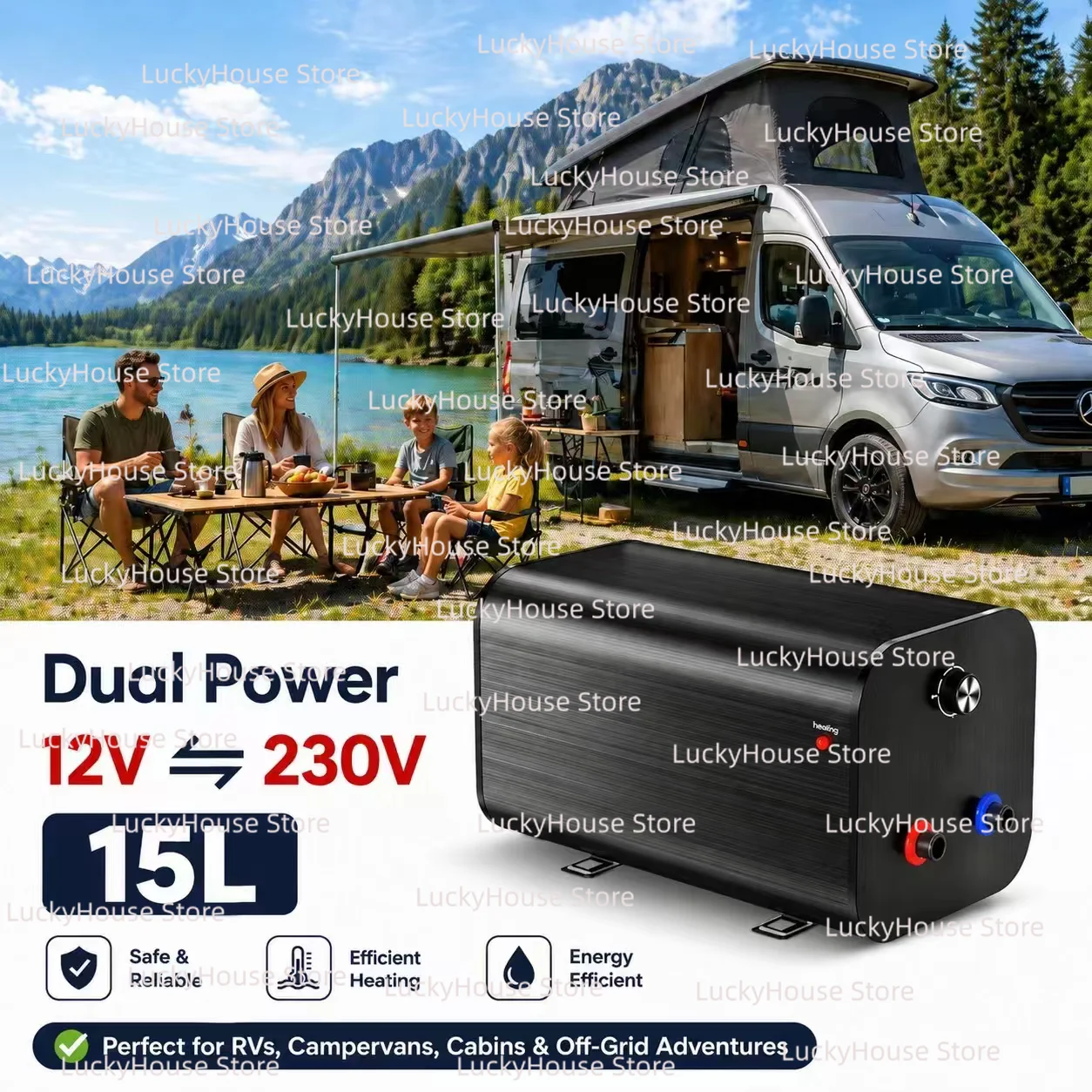 RV Storage Electric Water Heater 12V 24V Camping Shower Hot Water System 15L Mini Water Heater 110V 220V