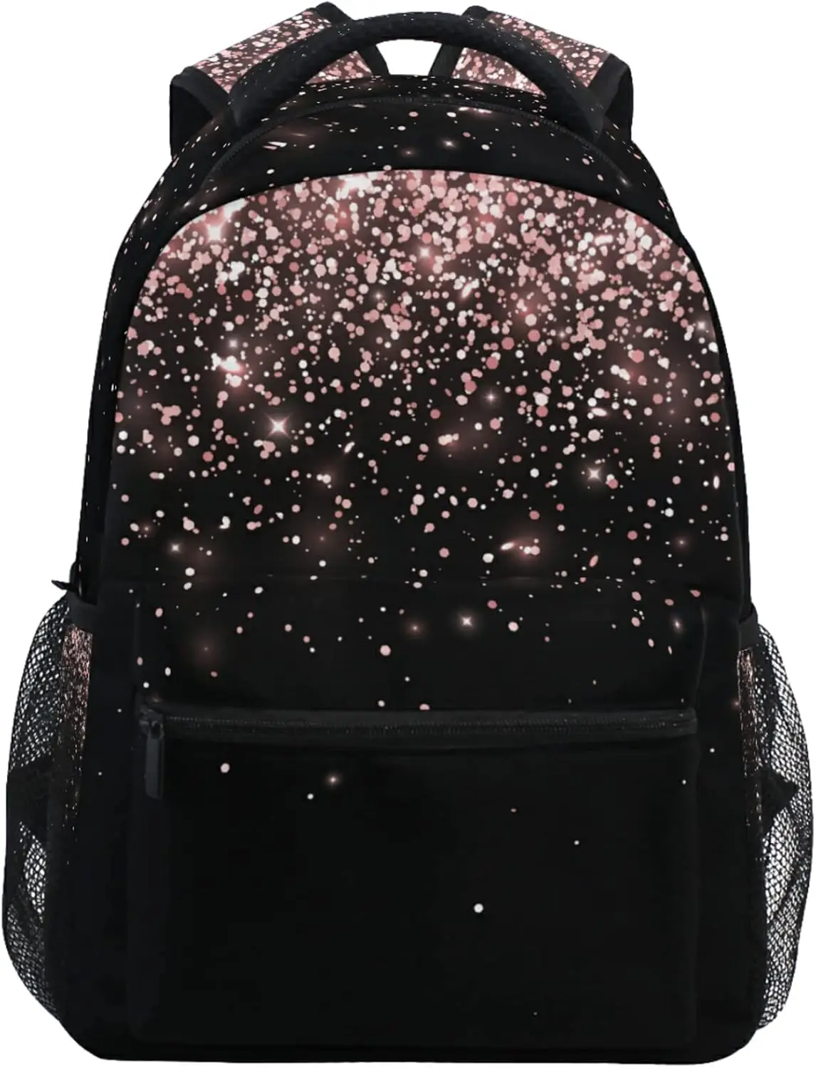 

Pfrewn Rose Gold Black Glitter Backpacks for Girls Teens Women School Bookbags Backpack for Kids Students