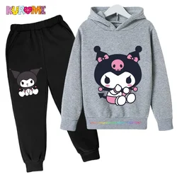 Kawaii Kuromi Hoodie Set Girls Kids Sweatshirt Pants Suit Coat Casual Boys Long Sleeve Hoodies Children Pullover Sportswear