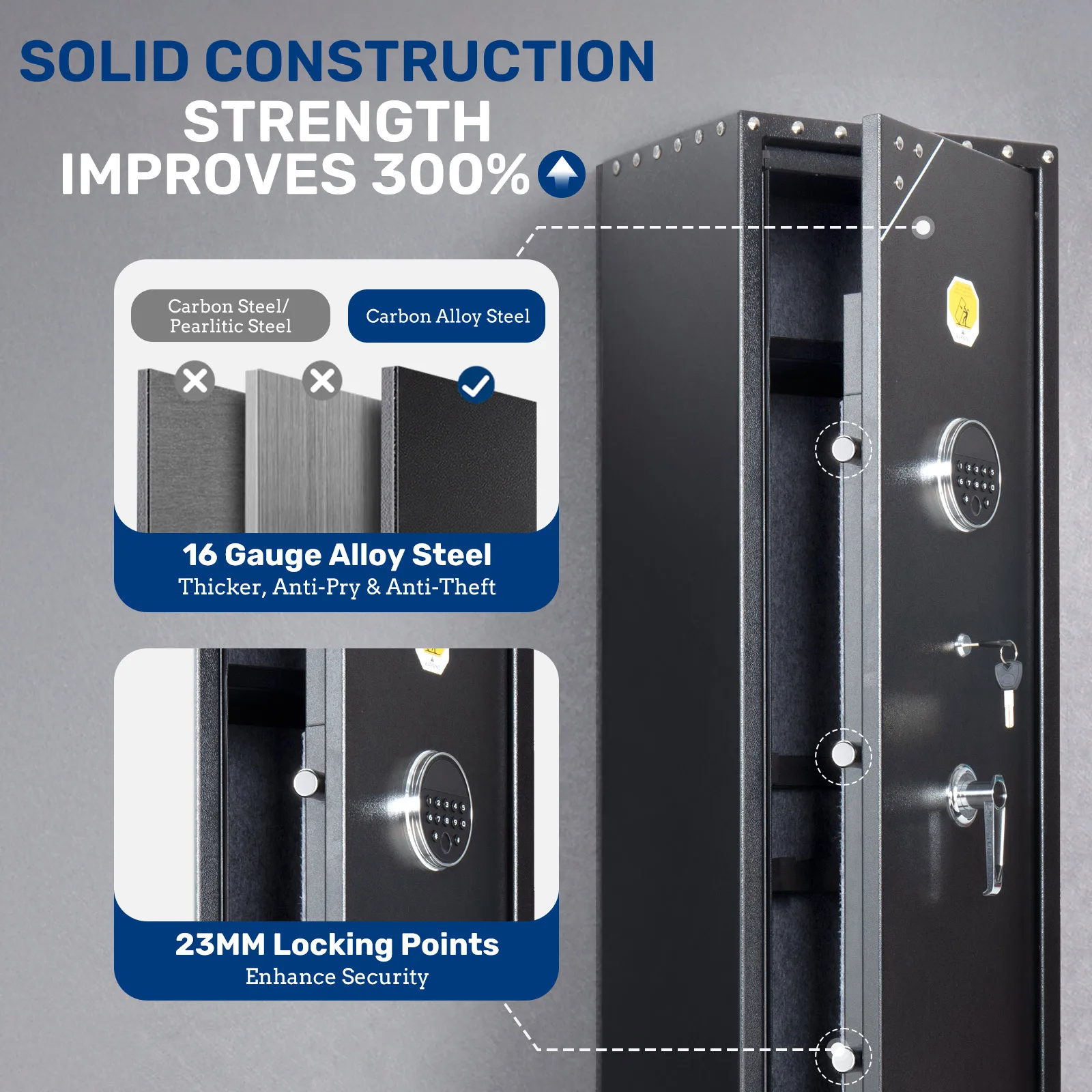 6 geweren pistoolkluis geweerkluis met vingerafdruk en digitaal toetsenbordslot Verwijderbare pistoolopbergkast met ingebouwde opbergkast