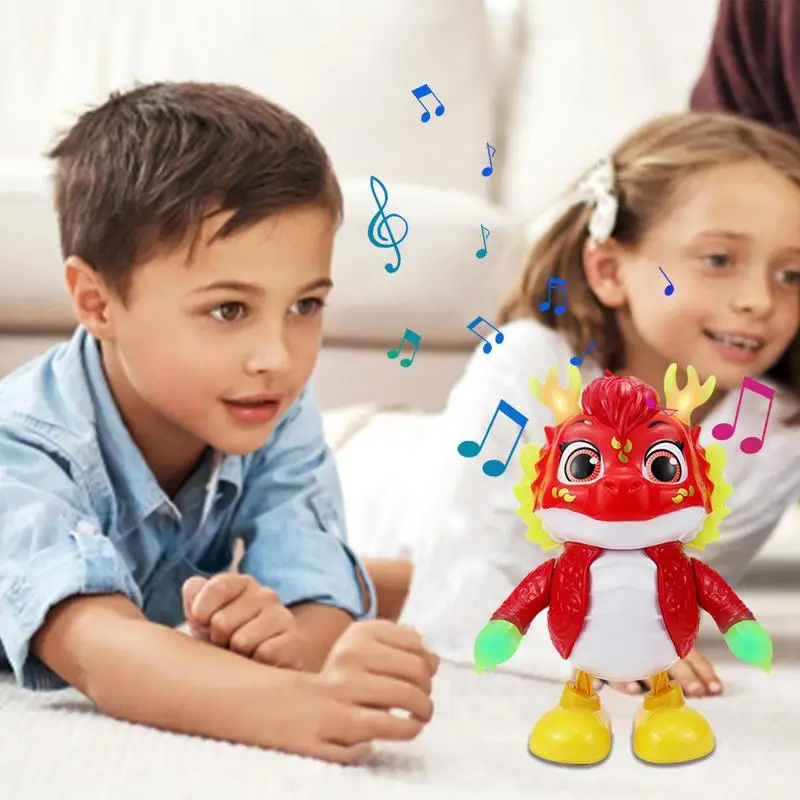 Dança elétrica dragão brinquedos dos desenhos animados brinquedo educativo para o ano do dragão dragão temático dragão iluminação balanço para crianças, crianças