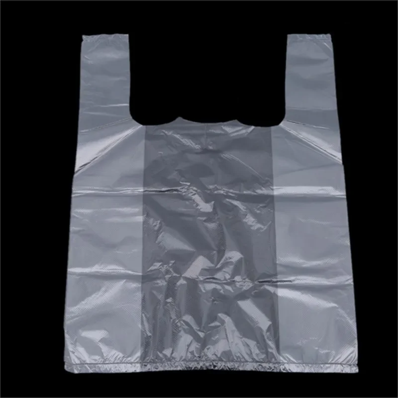 100er-Pack transparente Plastik-Einkaufstaschen mit Griffen, Supermarkt-Lebensmittelbeutel, Aufbewahrungstasche, Einkaufstasche – Detail 9