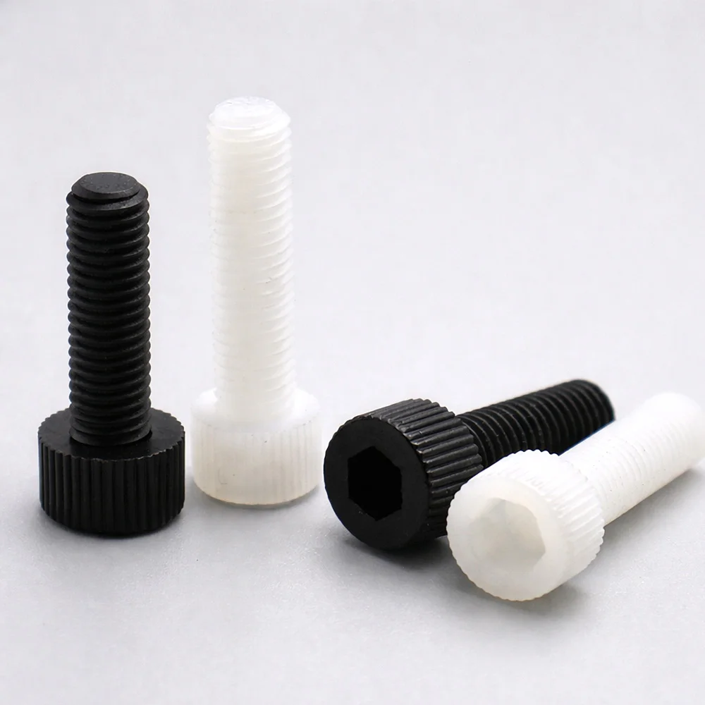 5-50pcs/lot PA66 Nylon Socket Head Cap Screws Plastic Insulating Non Conductive Bolts M3 M4 M5 M6 M8 M10 M12