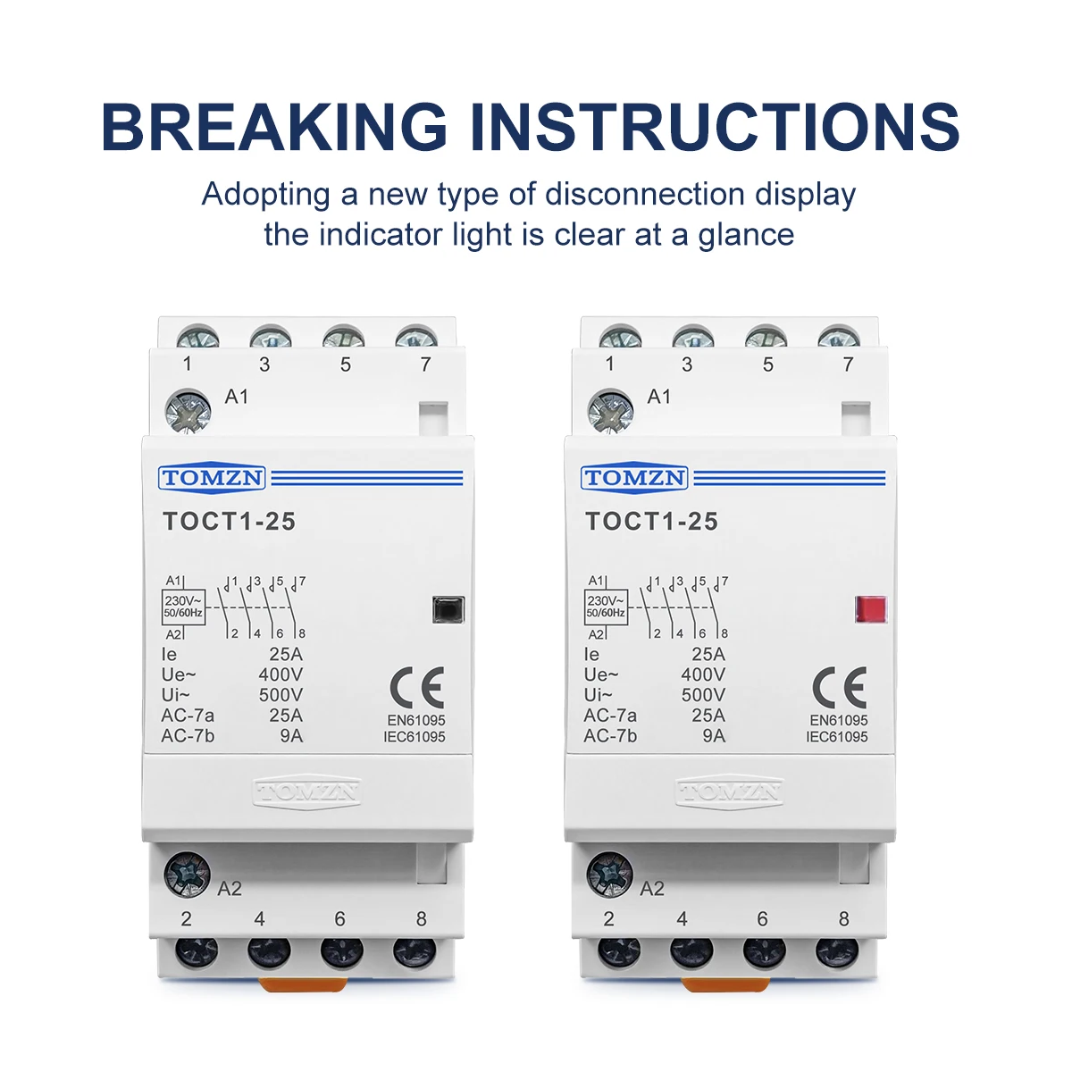 TOCT1 4P 25A 220V/230V 50/60HZ Din rail Household ac Modular contactor 4NO - Image 5