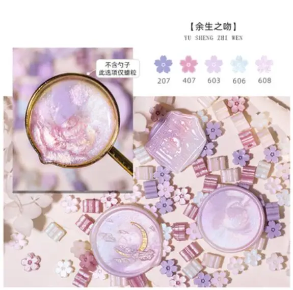 Gemengde Kleur Glitter Sakura Lakzegel Stempel Kralen DIY Gift Envelop Huwelijksuitnodiging Oude Zegel Wax Stempel Maken Gereedschap