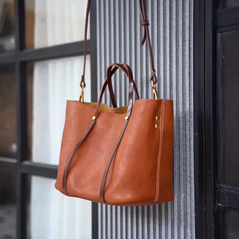 

TopGrainTrove First Layer Cowhide Soft Bag Female Cowhide Large Capacity Tote Bag 2025 Commuter Large Designer Luxury Bag