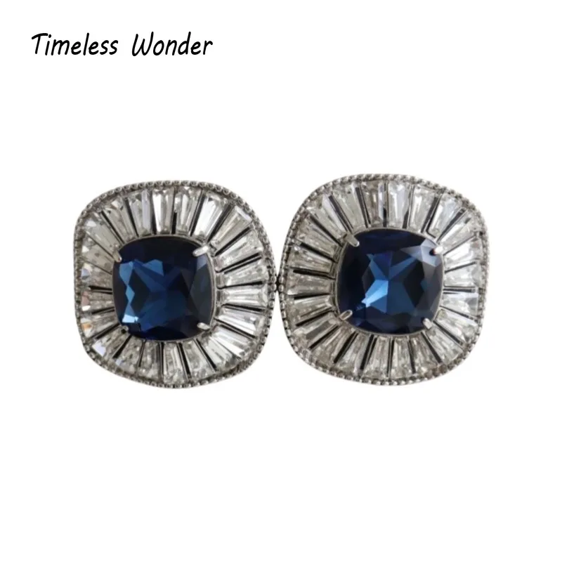 

Timeless Wonder Fancy Zircon Geo Clip on Earrings for Women Designer Jewelry Luxury Runway Sweetheart Gift Cute Top Rare 3327