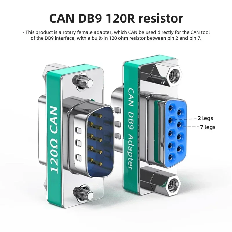 Connettore testa di conversione bus CAN da 9 pin Porta seriale DB9 da maschio a femmina Resistenza terminale da 120 ohm con precisione dell\'1% ad