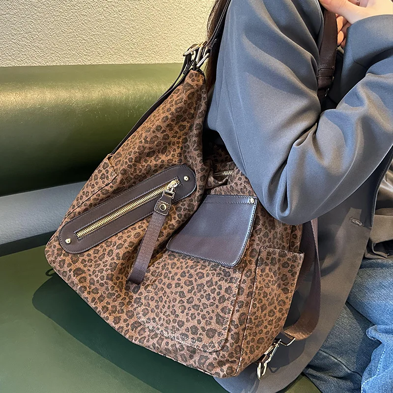 

Large Capacity Leopard Ita Bag Women's Handbag 2025 New Bolsas De Mujer Fashion Tote Bag Shoulder Messenger Bag