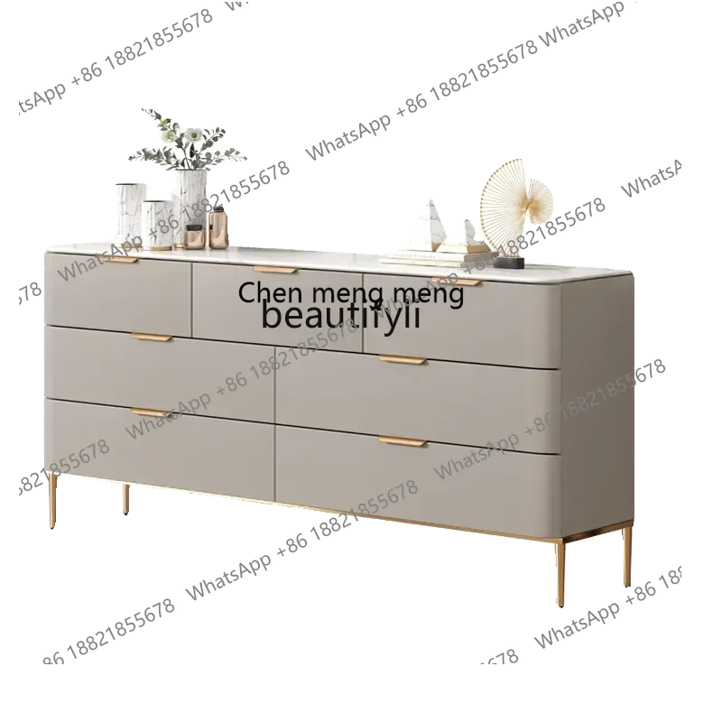 

X CQYLight luxury bedroom simple modern rock slab TV cabinet household drawer cabinet large capacity storage chest cabinet