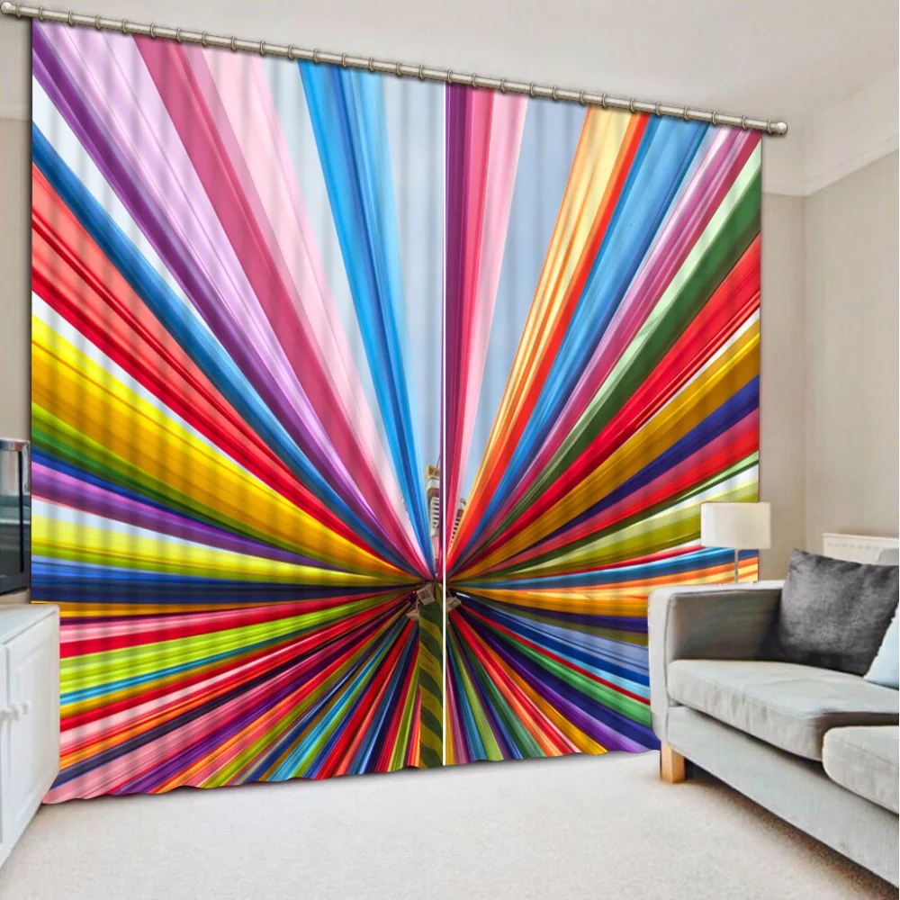 3D Curtain Custom any size Curtain Living Room Color Bars Curtains Design Blackout Shade Window Curtains Bathroom Shower