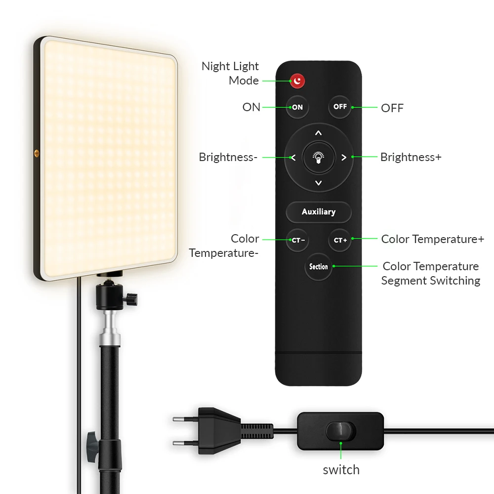 LED Fill Lamp Video Light Panel Bi-color 3000k-6500k Photography Lighting Live Stream Photo Studio Light Kit With Tripod Stand