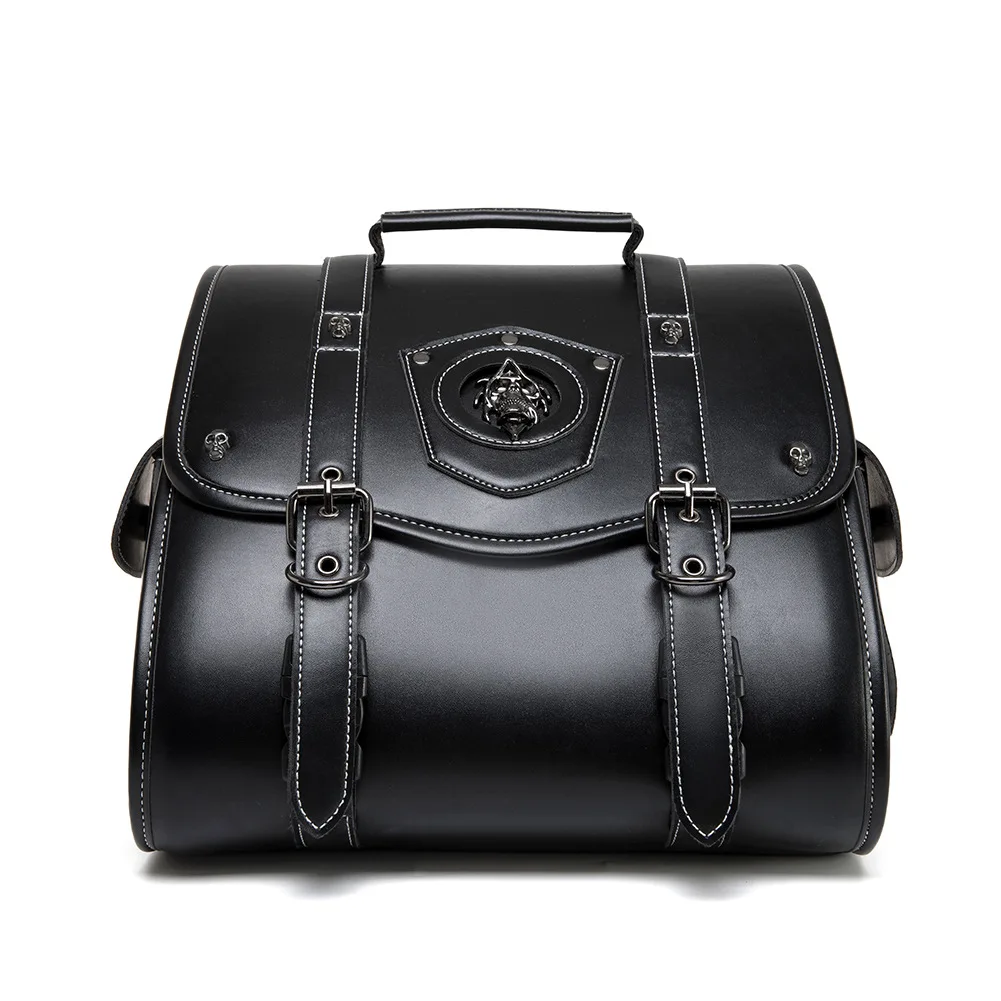 Retro badge motorcycle tail bag, modified large-capacity rear seat storage bag