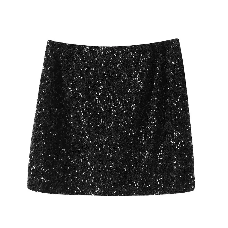 Jenny&Dave 2024 Fashion High Street Women's Sexy Forking Party Skirts Womens Sequins Skirt Women Faldas Mujer Moda