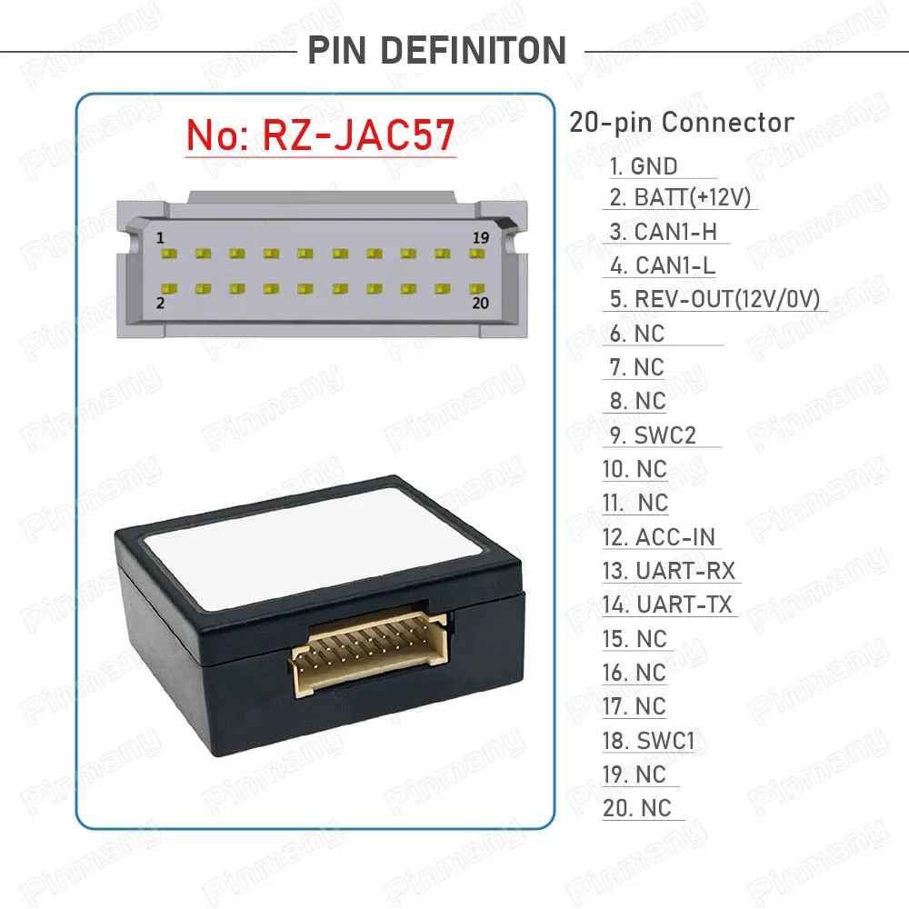 Araba Radyosu CAN Bus Dekoderi RAISE G-RZ-JAC57 20-pin Siyah Kutu