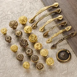 Solid Brass Cabinet Handles Desk Drawer Pull Furniture Door Knob for Drawer Knob European Furniture Hardware Kitchen Accessories