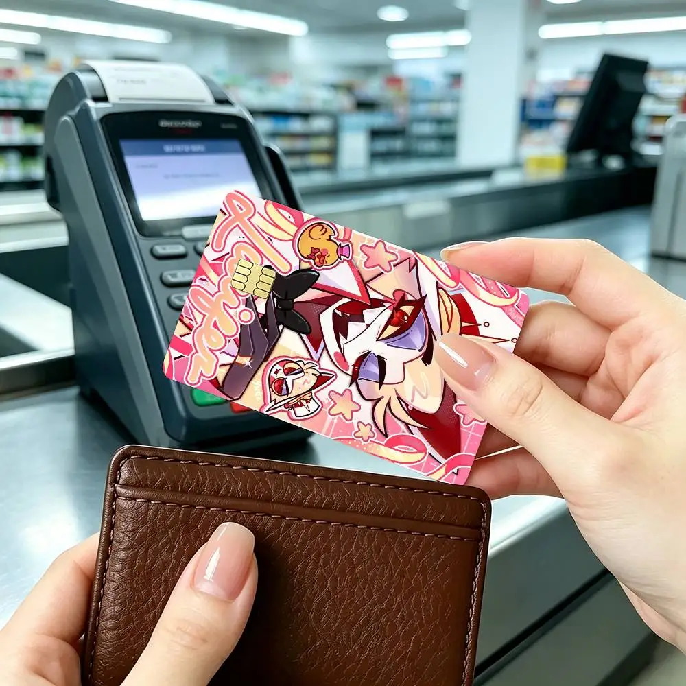 H-Hazbin Hotel Lucifer  Credit Card HD Stickers Small Chip Waterproof Sticker Game Card Decal Gift