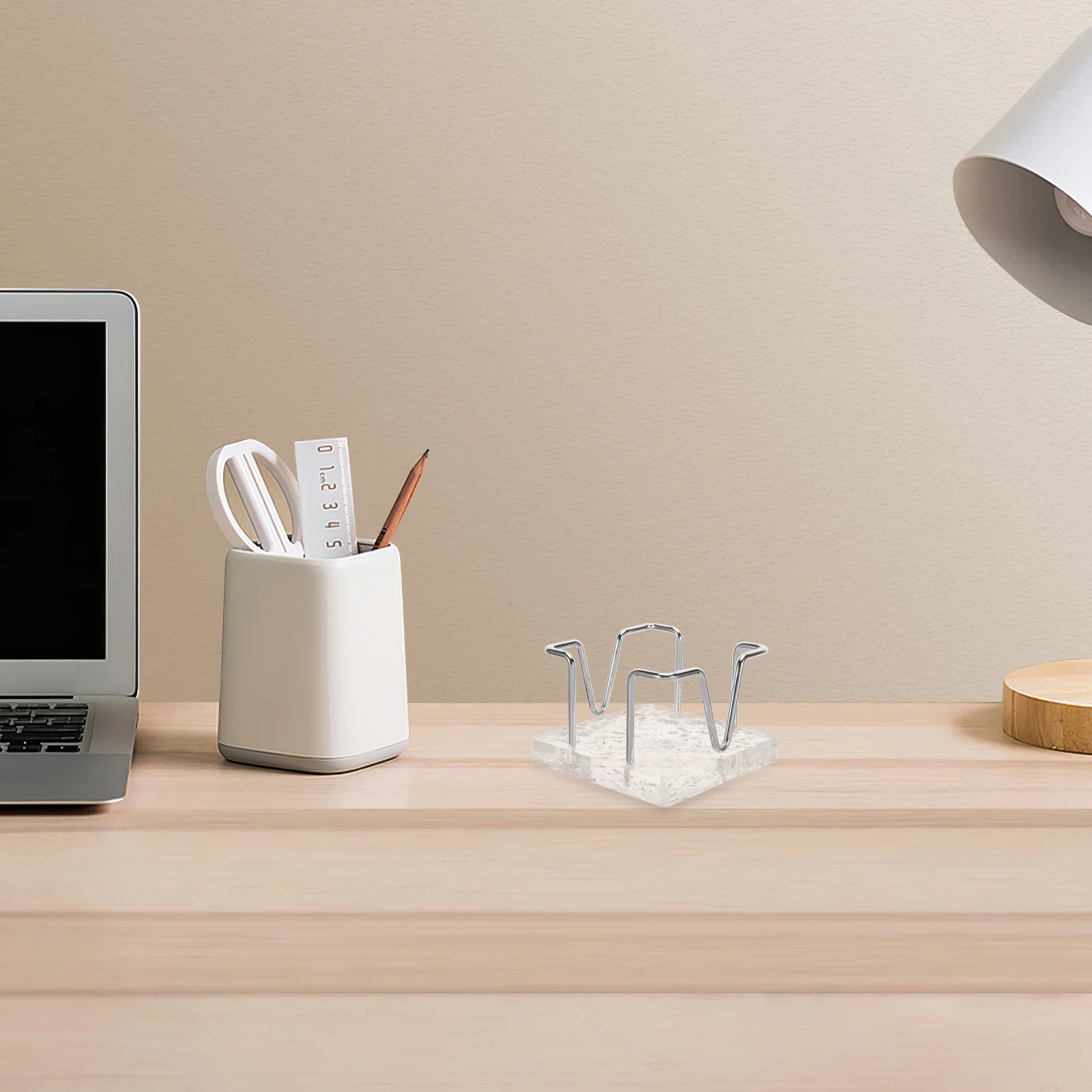 

Desk Note Pad Holder Acrylic Memo Stand Stone Pattern Desktop Notepad Organizer Card Display Stand for Office Home Workspace