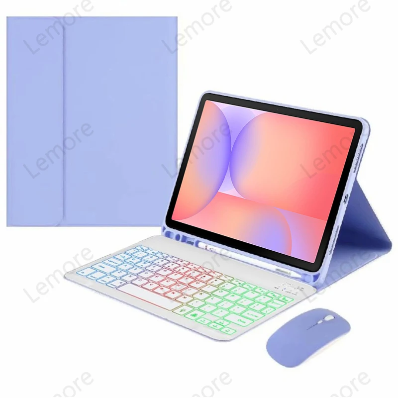 

Case with Rainbow Backlit Keyboard for Samsung Galaxy Tab S10 Lite 10.9 inch SM-X400 SM-X406B Case with Pencil Slot Stand Cover