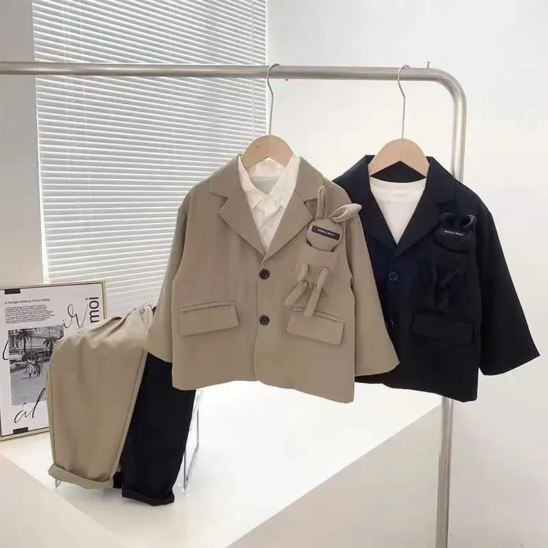 طقم بدلة للأولاد 2025، ملابس كاجوال للأطفال، موضة جديدة للربيع والخريف، النسخة الكورية، طقم سراويل بأكمام طويلة مكون من قطعتين #6