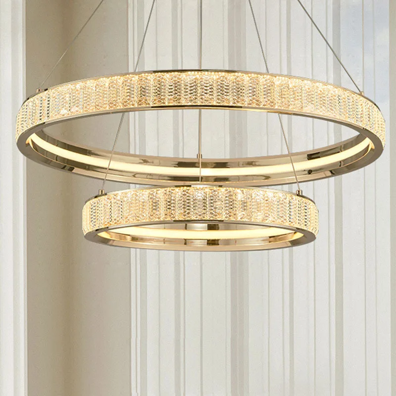 Imagem -03 - Led Crystal Ring Pendurado Lâmpada Lustre de Teto Minimalista Quarto e Sala Decoração Designer de Luxo 2024