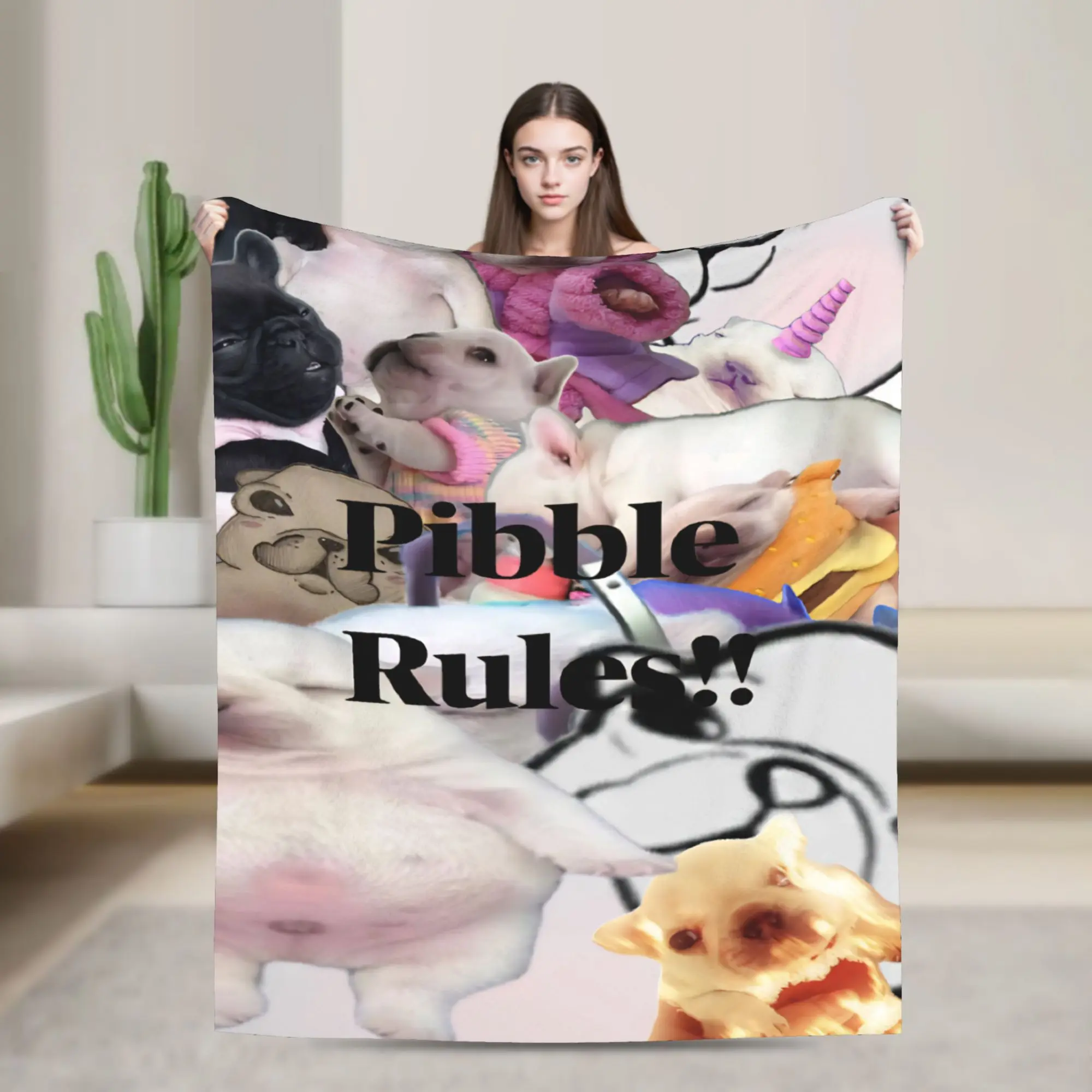Novelty Design Pibble Meme Wash My Belly  Blanket Lightweight Thin Fleece  Relax Throw Blanket Machine Washable