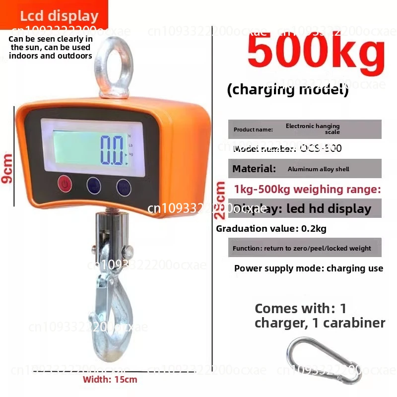 

High precision 500kg electronic crane scale, industrial crane scale, hook tensile dynamometer, driving spring