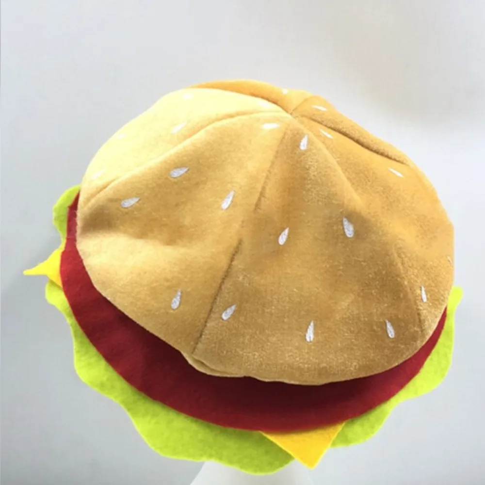 Gorro creativo con forma de hamburguesa de queso, disfraz de Halloween, sombrero de hamburguesa, boina de comida para fiesta, accesorios de ropa