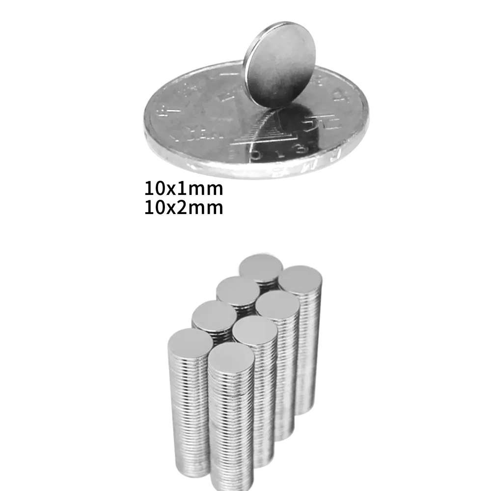 50 ~ 1000PCS 10x1mm Starker Neodym-Magnet 10x2 10x3 Permanentmagnetscheibe 10x1,5 Leistungsstarker magnetischer runder Magnet 10*1 10*4 10*10