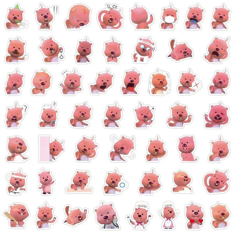 120Pcs Cute Zanmang Loopy Stickers Kawaii Anime Beaver Phone Water Cup Car Tablet Desktop Waterproof Children Toys Sticker Gifts