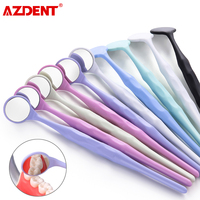 AZDENT 10pcs/Set Dental Anti-fog Mouth Mirror Surface Exam Mirrors Colorful Handle Reflectors Autoclavable Teeth Whitening Tool