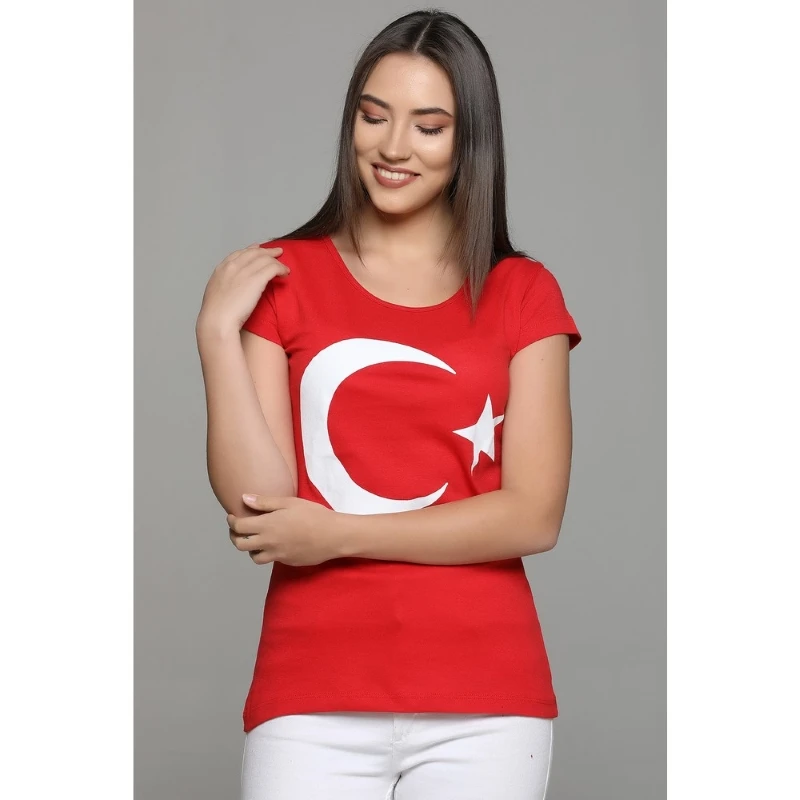 

Turkish Flag T-Shirt Women 'S T-Shirt 23 April 30 August 29 October 10 November T Shirts, moon Stars for Kadınlar Made in Turkey