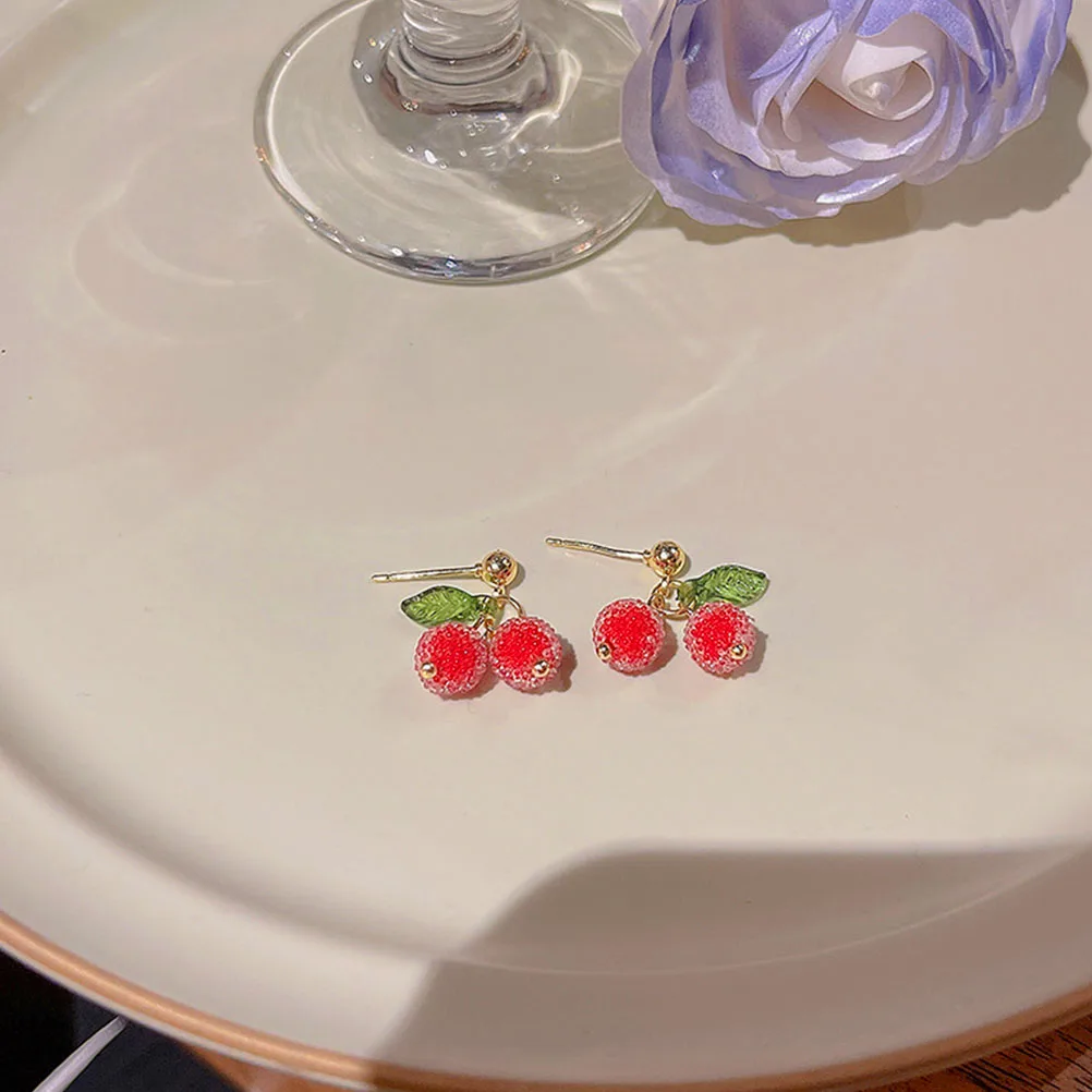 

1Pair Cherry Earrings Fashion Cherry Dangle Earrings Light Comfortable Ear Drop for Women Girls Elegant Gift Jewelry