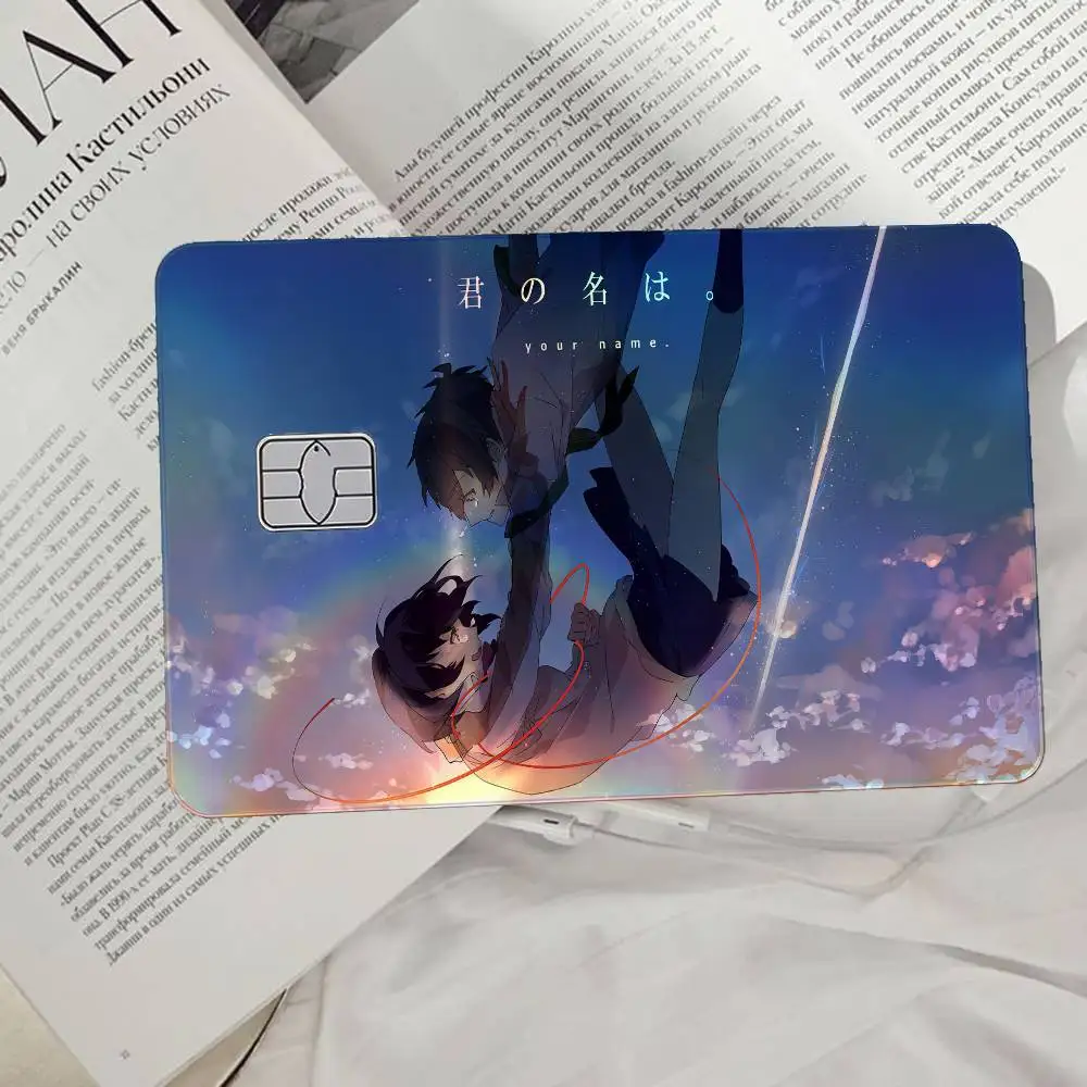 Anime Your Name Laser Card Skin Stickers 4pcs/Set Waterproof Anti-Scratch Bank Card Protector Decal For Credit Cards