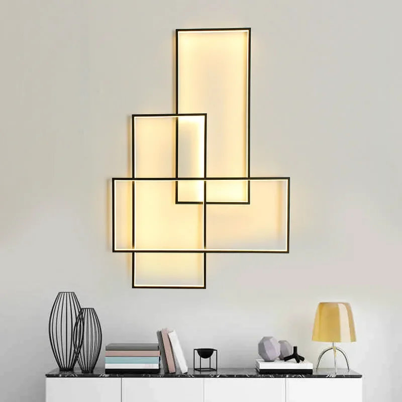 Modern Novelty Rectangle Led Wall Lamps Acrylic Living Room   Lights Bedroom  Light Fixtures Corridor   Sconce