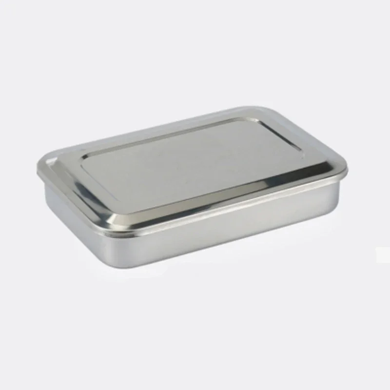 1pc 15.5*10*4cm Medical Surgical Tray Stainless Steel Dental Dish Lab Instrument Tool Storage Convenient With Lid