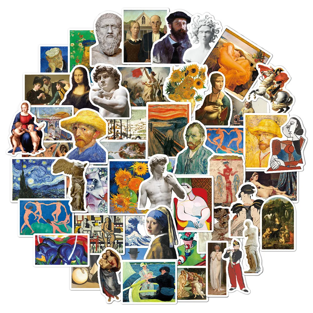 10/30/50/100pcs World Artist Work David Aesthetic Stickers Cartoon Decals DIY Laptop Diary Stationery Decoration Sticker Kid Toy